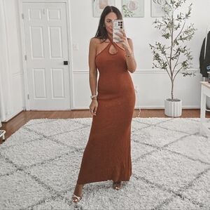 dissh brown dress maxi GABBY BITTER CHOC OVERSIZED COTTON MIDI DRESS main image 1